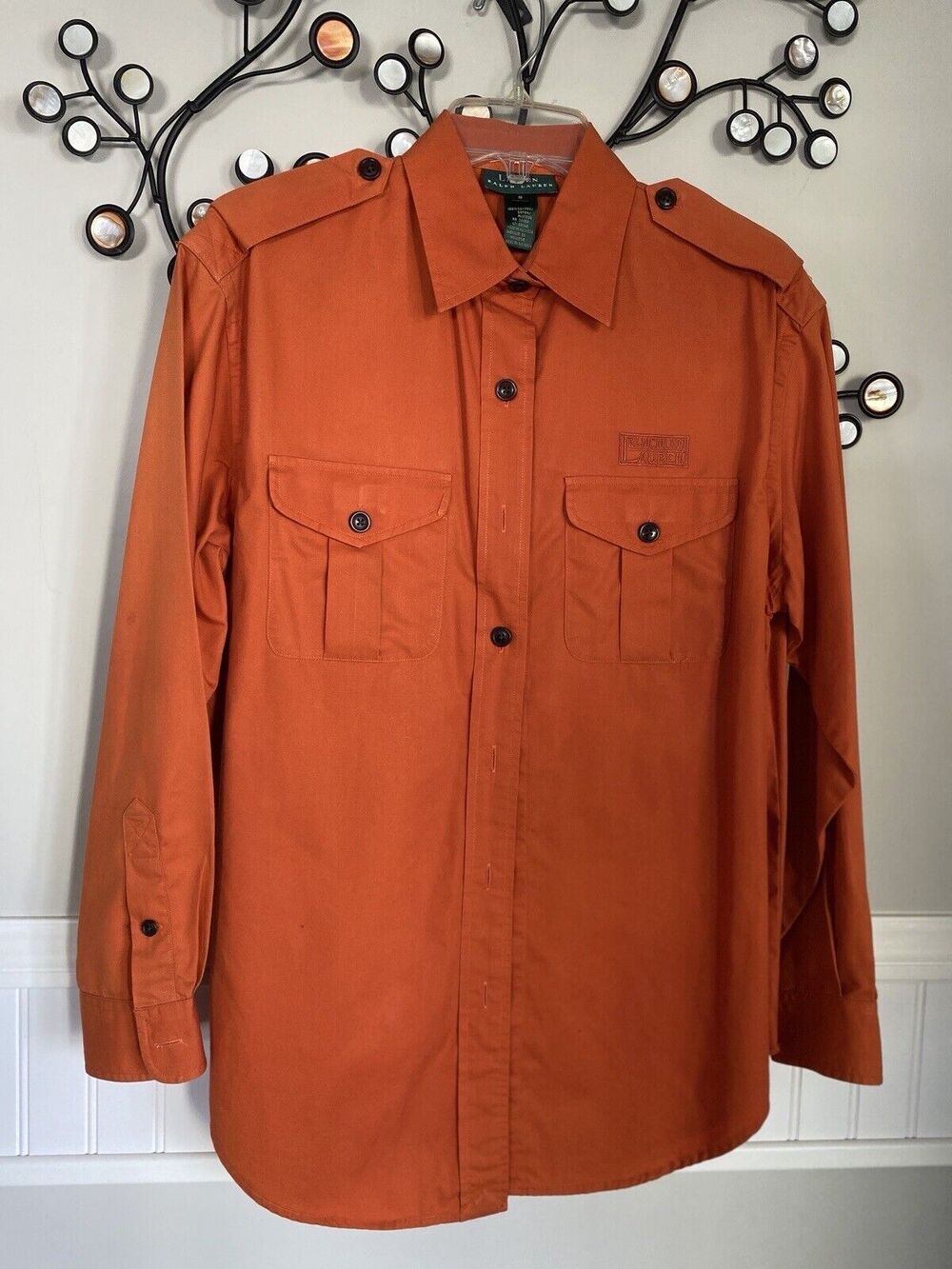 Lauren Ralph Lauren Size Small Orange Button Up Women’s Long Sleeve Shirt